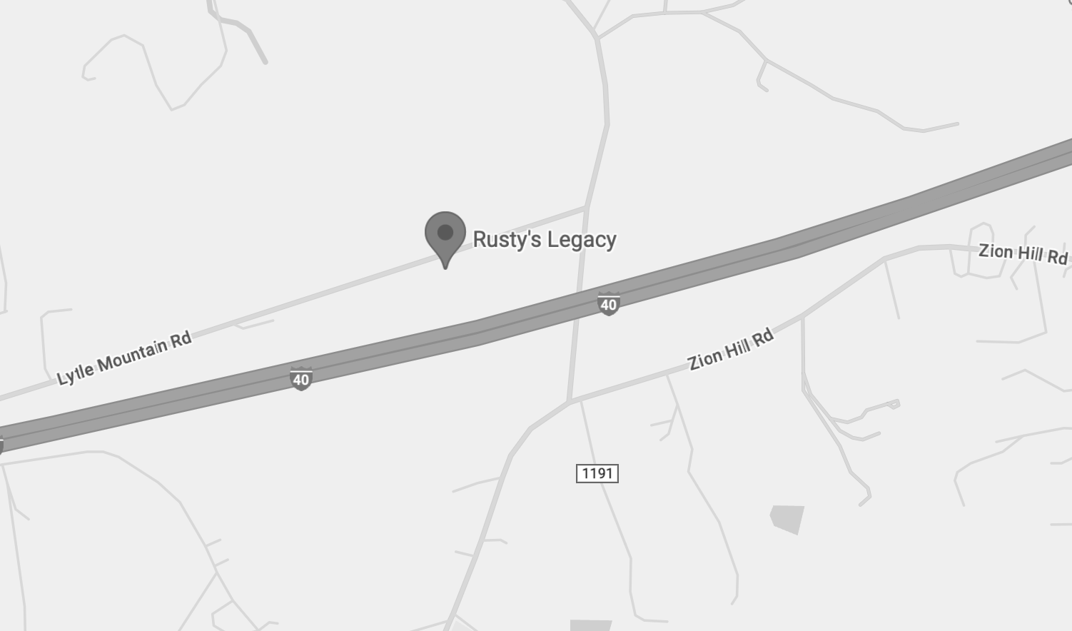 Map to Rusty's Legacy Animal Shelter